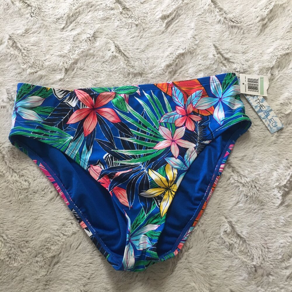 NWT into the bleu blue floral bikini bottom size 8